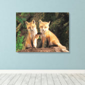 Twee rode vosjongens voor hun hol canvas afdruk (Insitu (Houten vloer))