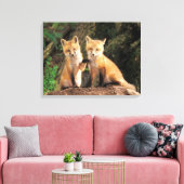Twee rode vosjongens voor hun hol canvas afdruk (Insitu (Woonkamer))
