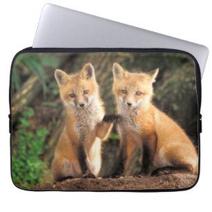 Twee rode vosjongens voor hun hol laptop sleeve