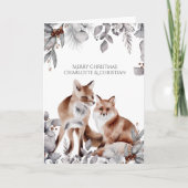 Twee Rode Vossen Persoonlijke Kerstmis Kaart (Voorkant)