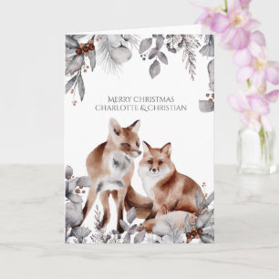 Twee Rode Vossen Persoonlijke Kerstmis Kaart