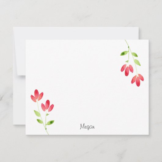 Twee rode Waterverf ventilatorstenen Notitiekaartje (Voorkant)