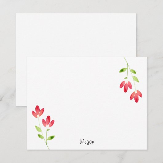 Twee rode Waterverf ventilatorstenen Notitiekaartje (Voorkant / Achterkant)