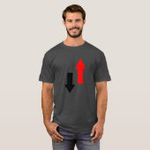 Twee rode zwarte pijlen die naar beneden wijzen t-shirt (Voorkant volledig)