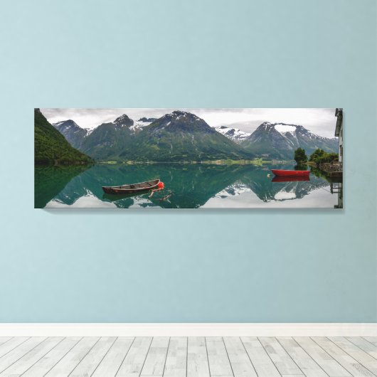 Twee roeiboten met reflectie in een meercanvas canvas afdruk (Insitu (Houten vloer))