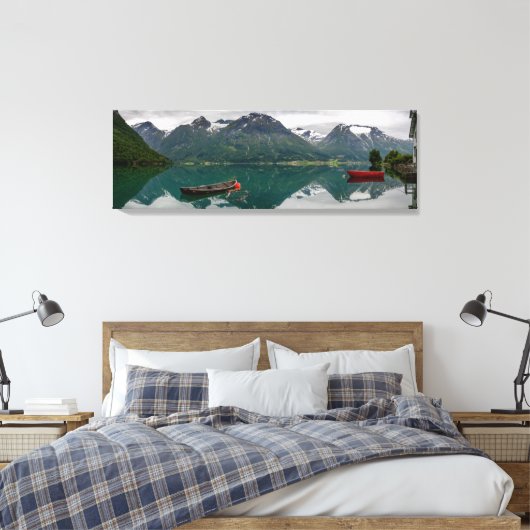 Twee roeiboten met reflectie in een meercanvas canvas afdruk (Insitu (Slaapkamer))