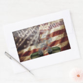 Twee Roken pistool schelpen boven Amerikaanse vlag Rechthoekige Sticker (Envelop)