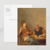 Twee rokers in een interieur, 1643 briefkaart (Voorkant / Achterkant)