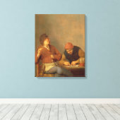 Twee rokers in een interieur, 1643 canvas afdruk (Insitu (Houten vloer))