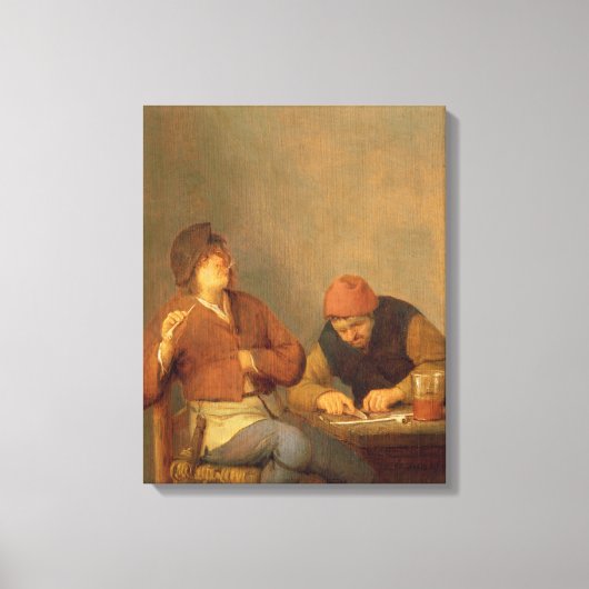 Twee rokers in een interieur, 1643 canvas afdruk (Voorkant)