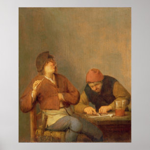 Twee rokers in een interieur, 1643 poster