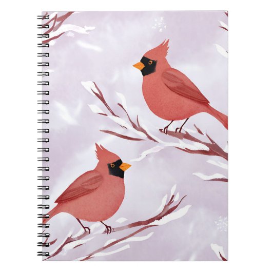 Twee Roodborst Kardinalen | Waterverf Herinnering Notitieboek (Voorkant)