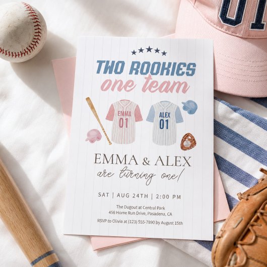 Twee Rookies Een Team Honkbal Verjaardag Van Broer Kaart