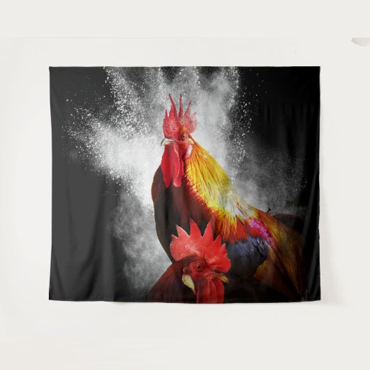 Twee Roosters Wandkleed (Voorkant (horizontaal))