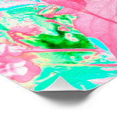 Twee Rosy Red Coral Plum Crazy Hibiscus op Aqua Perfect Poster (Hoek)