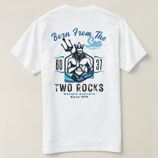 Twee rotsen geboren uit de zee t-shirt (Design achterkant)