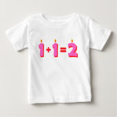 Twee roze 2e verjaardag Baby Girl T-shirt (Voorkant)