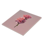 Twee roze anjers tegeltje (Zijkant)