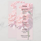 Twee Roze Anjers Trouwmenu Menu (Voorkant / Achterkant)