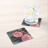 Twee roze Camellias Fine Art Oil Painting Kartonnen Onderzetters (Insitu)