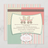 Twee roze Carriages Baby shower Kaart (Voorkant / Achterkant)