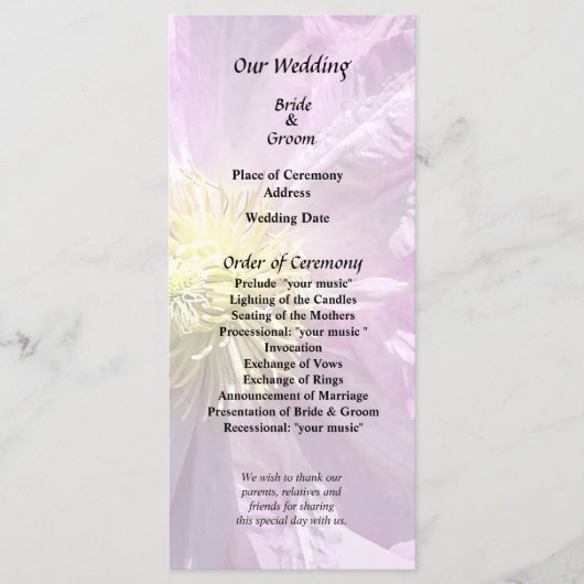 Twee Roze Clematis Programmakaart (Voorkant)