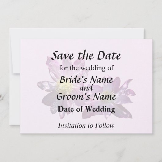 Twee Roze Clematis Save The Date (Voorkant)
