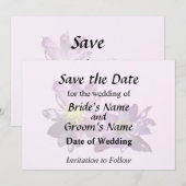 Twee Roze Clematis Save The Date (Voorkant / Achterkant)