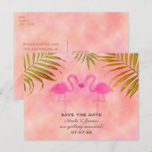 Twee Roze Flamingo's Aquarel Save The Date Kaart (Voorkant / Achterkant)