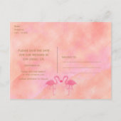 Twee Roze Flamingo's Aquarel Save The Date Kaart (Achterkant)