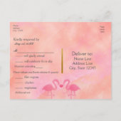 Twee Roze Flamingo's Aquarel Trouw RSVP Kaarten (Achterkant)