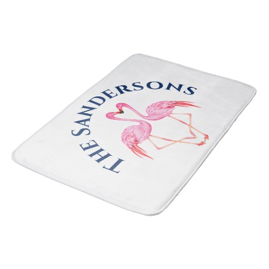 Twee roze flamingos Bathroom Monogram Naam Bath Ma Badmat (Gekanteld)