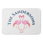 Twee roze flamingos Bathroom Monogram Naam Bath Ma Badmat (Voorkant)