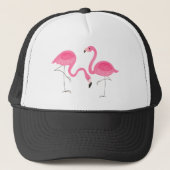 Twee roze flamingo's eenvoudige illustratie trucker pet (Voorkant)