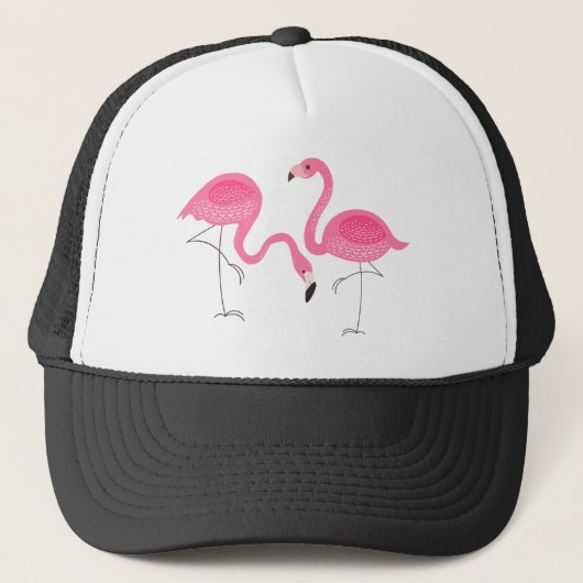 Twee roze flamingo's eenvoudige illustratie trucker pet (Voorkant)