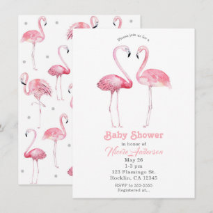 Twee Roze Flamingo's Flamingo Tropische Baby Showe Kaart