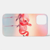 Twee roze flamingos in het water bij sunsetflaming Case-Mate iPhone case (Achterkant (horizontaal))