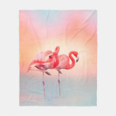 Twee roze flamingos in het water bij sunsetflaming fleece deken (Voorkant)