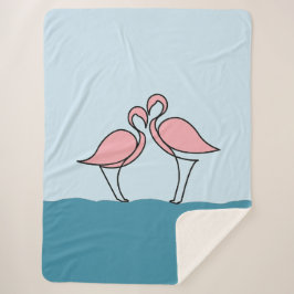 Twee roze flamingo's op groot water sherpa deken