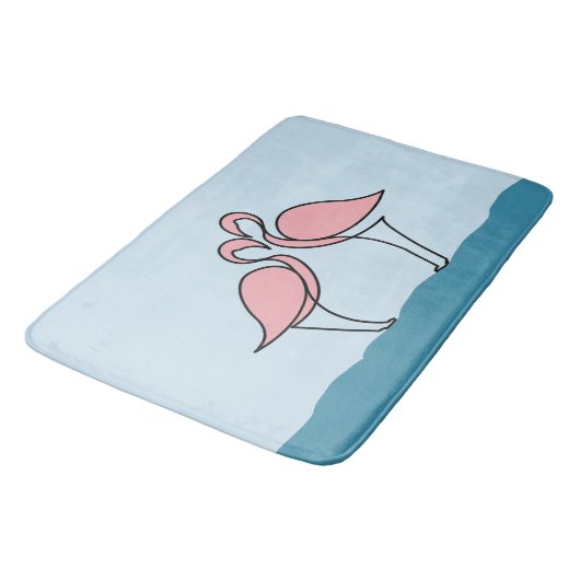Twee roze flamingo's op het water badmat (Gekanteld)