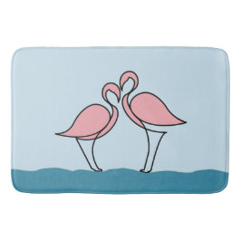 Twee roze flamingo's op het water badmat