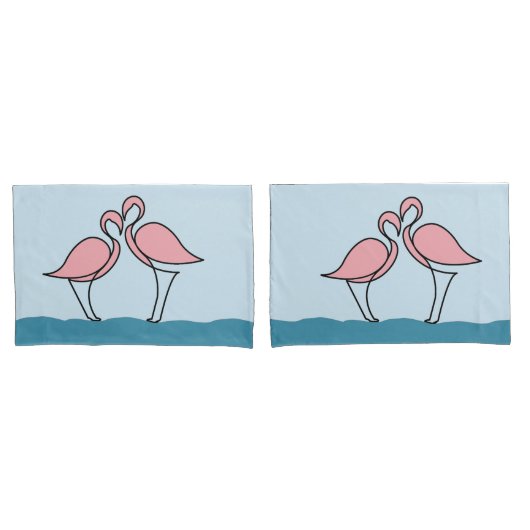 Twee roze flamingo's op het water kussensloop (Voorkant-Set)