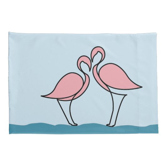 Twee roze flamingo's op het water kussensloop (Achterkant-Rechts)