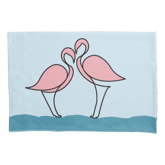 Twee roze flamingo's op het water kussensloop (Voorkant-Links)