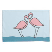 Twee roze flamingo's op het water kussensloop (Voorkant-Rechts)