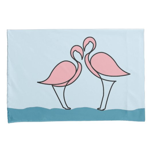 Twee roze flamingo's op het water kussensloop (Voorkant-Rechts)