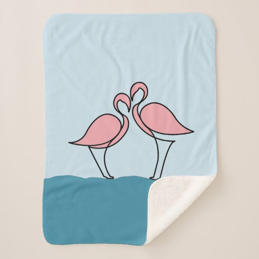 Twee Roze Flamingo's op Water Small Sherpa Deken (Voorkant)