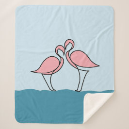 Twee roze flamingo's op watermedium sherpa deken