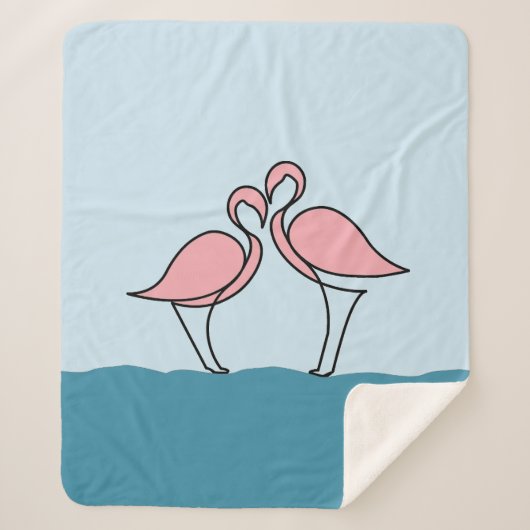 Twee roze flamingo's op watermedium sherpa deken (Voorkant)