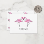 Twee roze flamingo's samen Trouwdouche Notitiekaartje (Voorkant / Achterkant in situ)